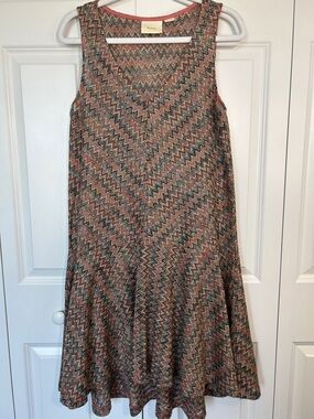 Maeve Zigzag A-Line Skirt in Pink, Brown, Cream